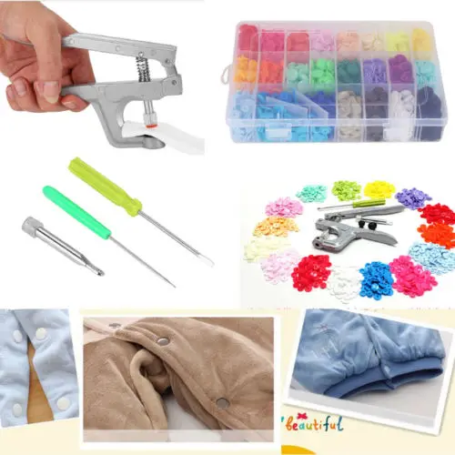 

Fastener Snap Pliers+200pcs Plastic Resin Press Stud Cloth KAM Button DIY Set New