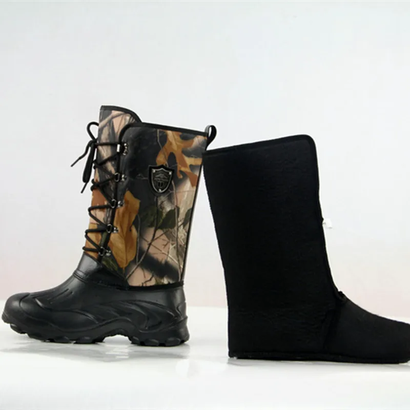 -30 Degree Winter Men High Tube Snow Boots With Liner Outdoor Camping Fishing Hiking Hunting Waterproof Windproof Non-slip Shoes