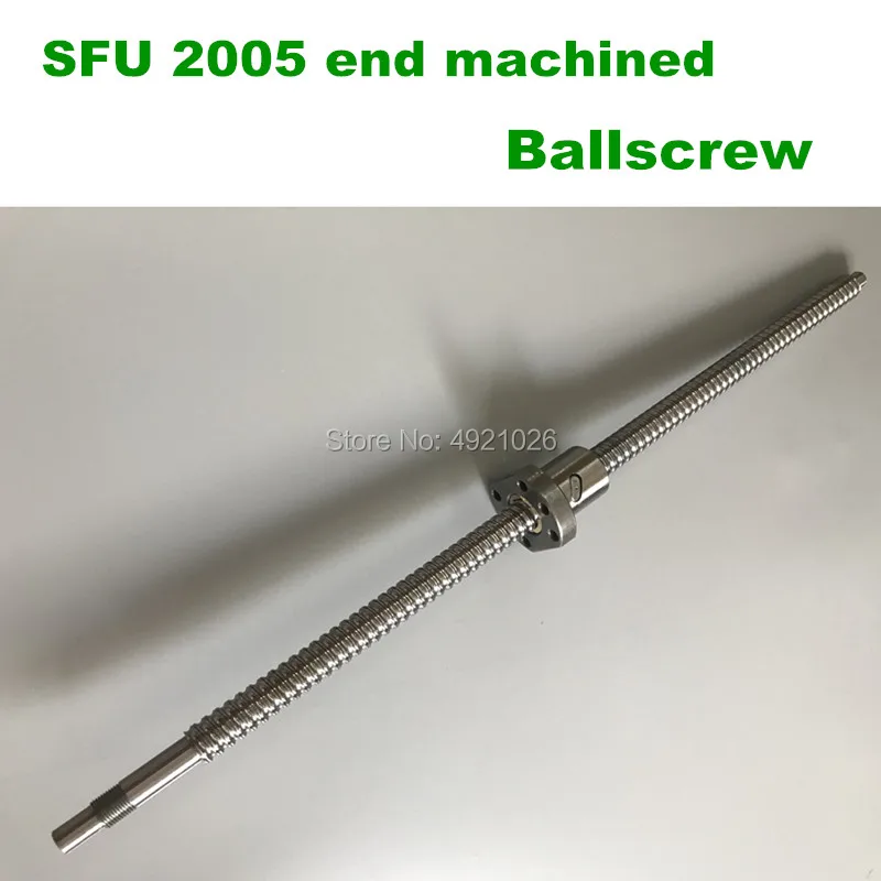 

RM SFU2005 1050 1100 1200 1500mm rolled ballscrew C7 with 2005 flange single ball nut end machined for BK15/BF15