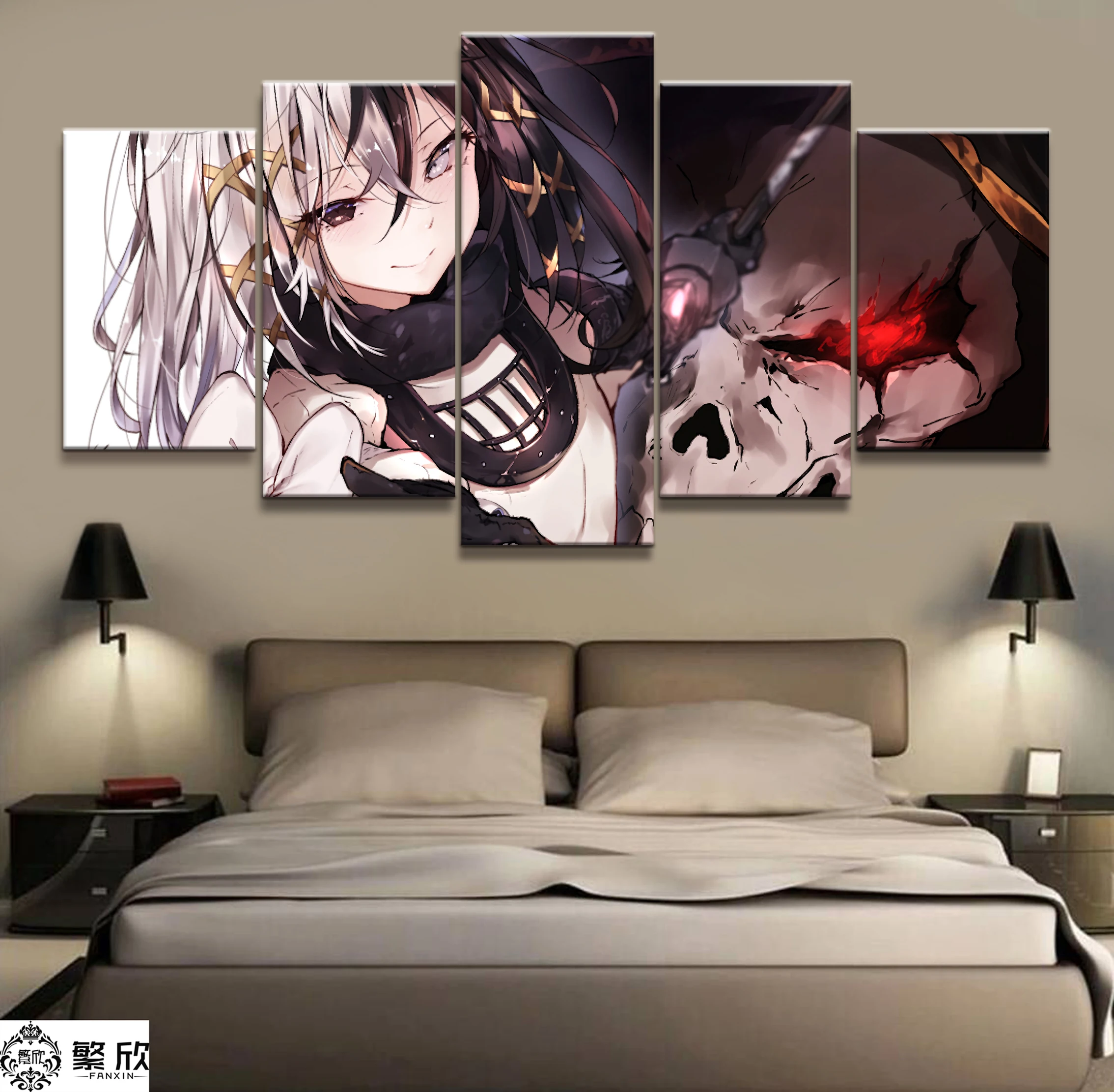 

Home Decor Modular Canvas Picture 5 Piece Overlord Ainz Ooal Gown Animation Poster Wall For Home Canvas Painting Wholesale