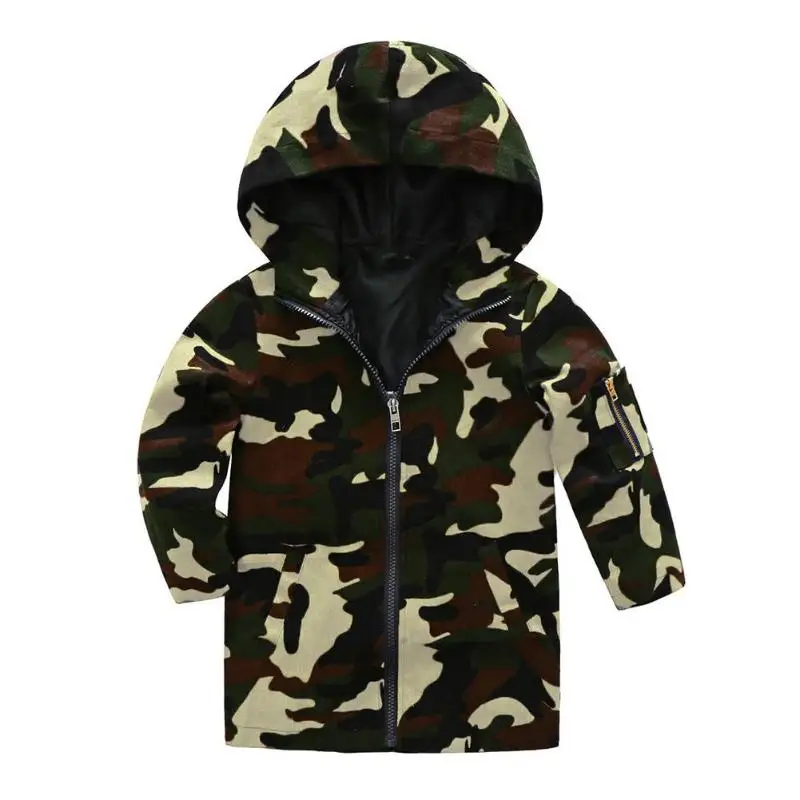 

1pcs Spring Children Camo Print Hooded Jackets Baby Casual Zipper Windproof Coat Casual Windproof Boys Girls Clothes Jacket