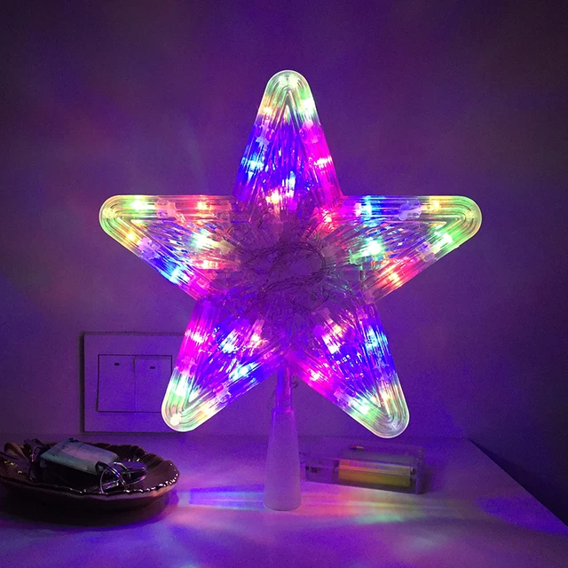 Christmas Tree Top Star Festival Lighting Decoration Led Holiday Christmas Tree Top Star Festival Lighting Decoration Led Holiday Party Lights 3aa Batteries Operated Xmas Light Decor