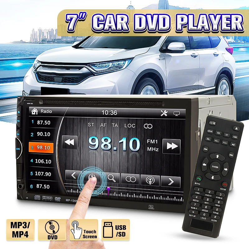 

7" 2 din car radio HD Autoradio Player MP5 for Touch Screen Digital Display bluetooth USB Multimedia 2Din FM/AUX/USB model 1269