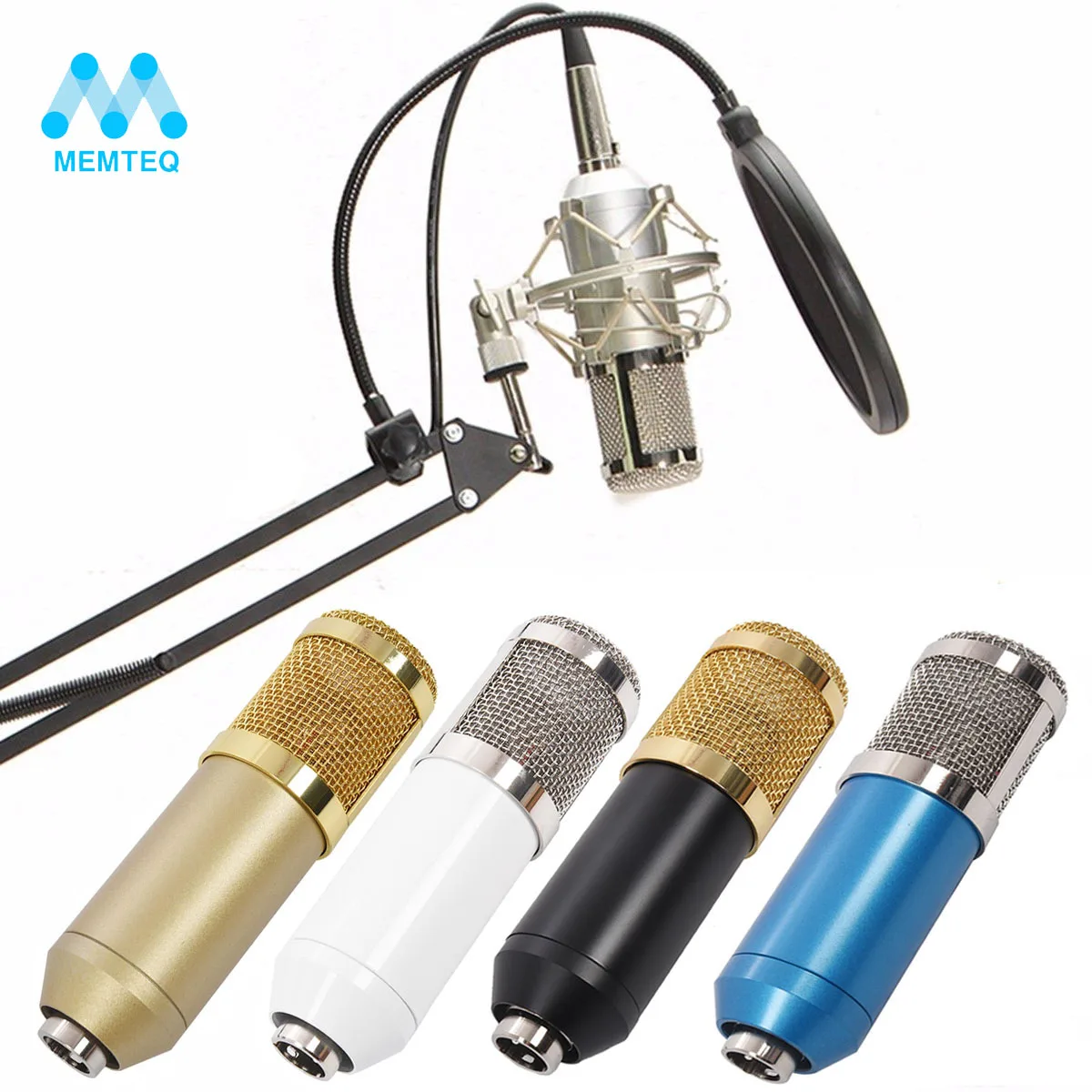 

MEMTEQ Condenser Audio Wired Studio Microphone Vocal Recording KTV Karaoke Microphone Mic W/Stand For Computer Free Shipping