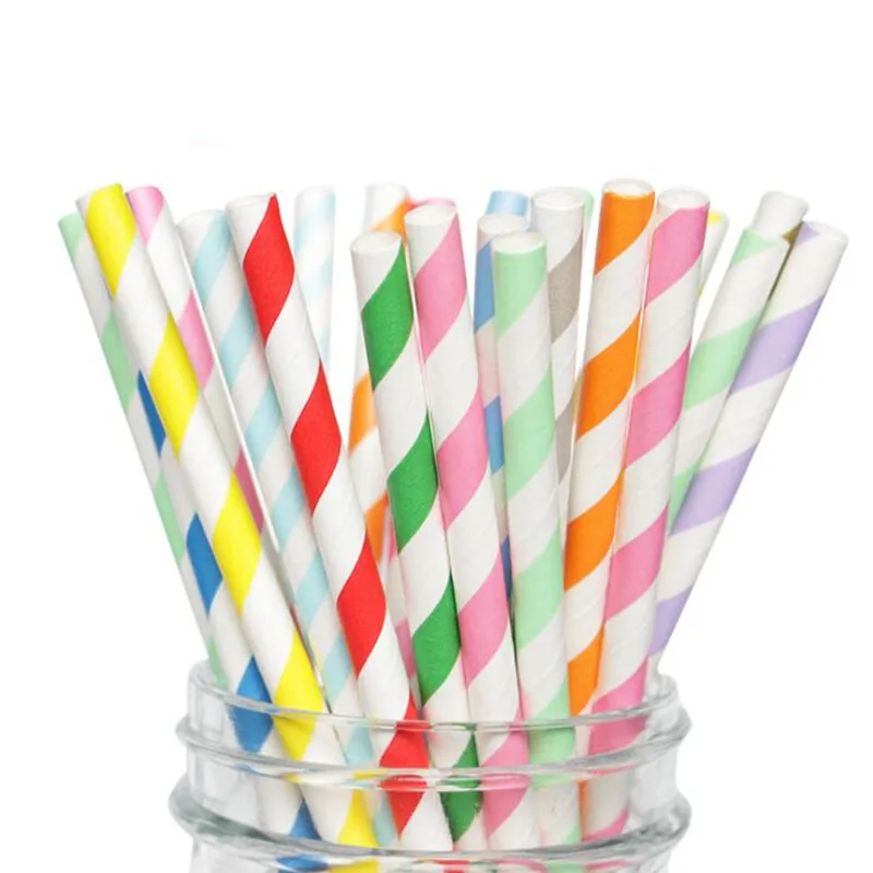 

2019 Coloful Stripe Paper Straws Party Drinking Straws Disposable Tableware Decoration Halloween Christmas Party Supplies