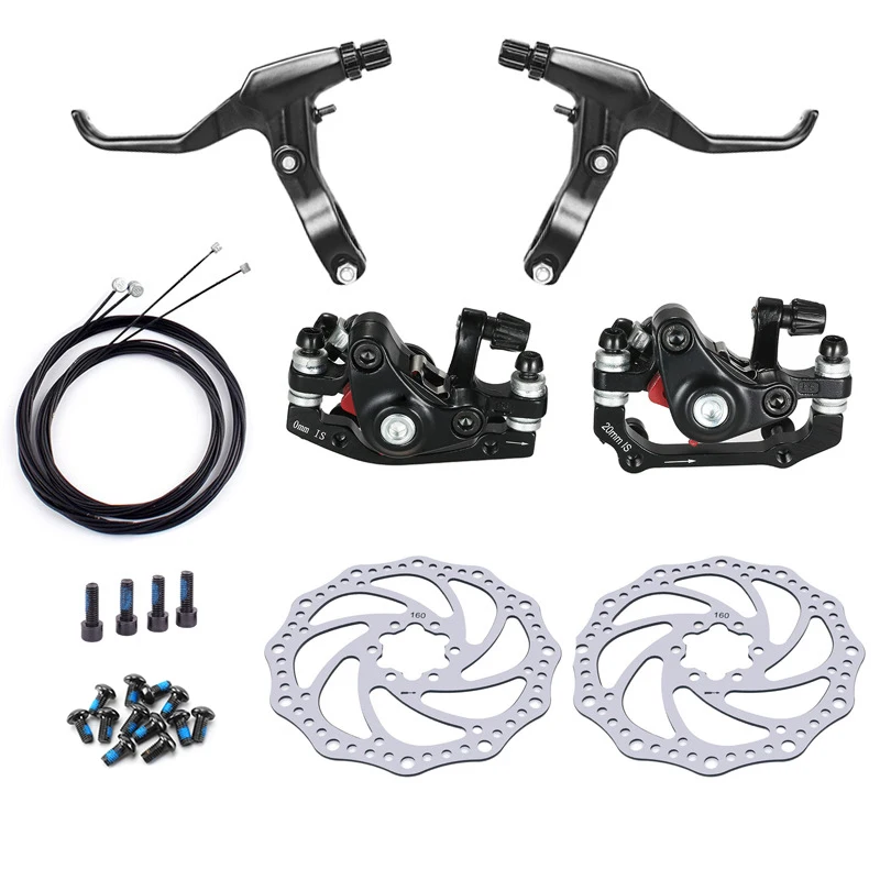 

Mountain Bike Bicycle Mechanical Disc Brake Front & Rear Set With 160mm Rotors Built-in 32MM Wide Brake Pad