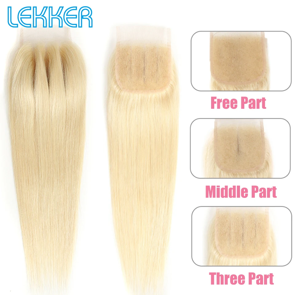 Lekker 613 блонд пряди с закрытием 3 перуанские прямые Remy натуральные кудрявые пучки волос 613 медовые светлые пряди с закрытием