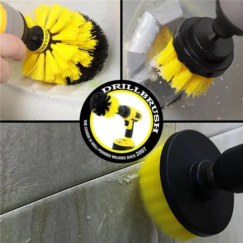 

3pcs Electric Drill Cleaning Brushes Household Cleaning Clear for Bathroom Surfaces Tub Shower Tile Kitchen Accessories