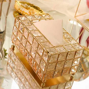 

European Style Metal Crystal Tissue Box Removable Tissue Tissue Napkin Holder Kitchen Living Room Dining Room Decoration