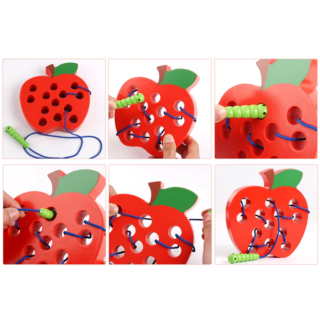  Kids Children Educational Toy Wooden Threading Apple Pineapple Strawberry Watermelon Fruit Lacing T - 32980686570