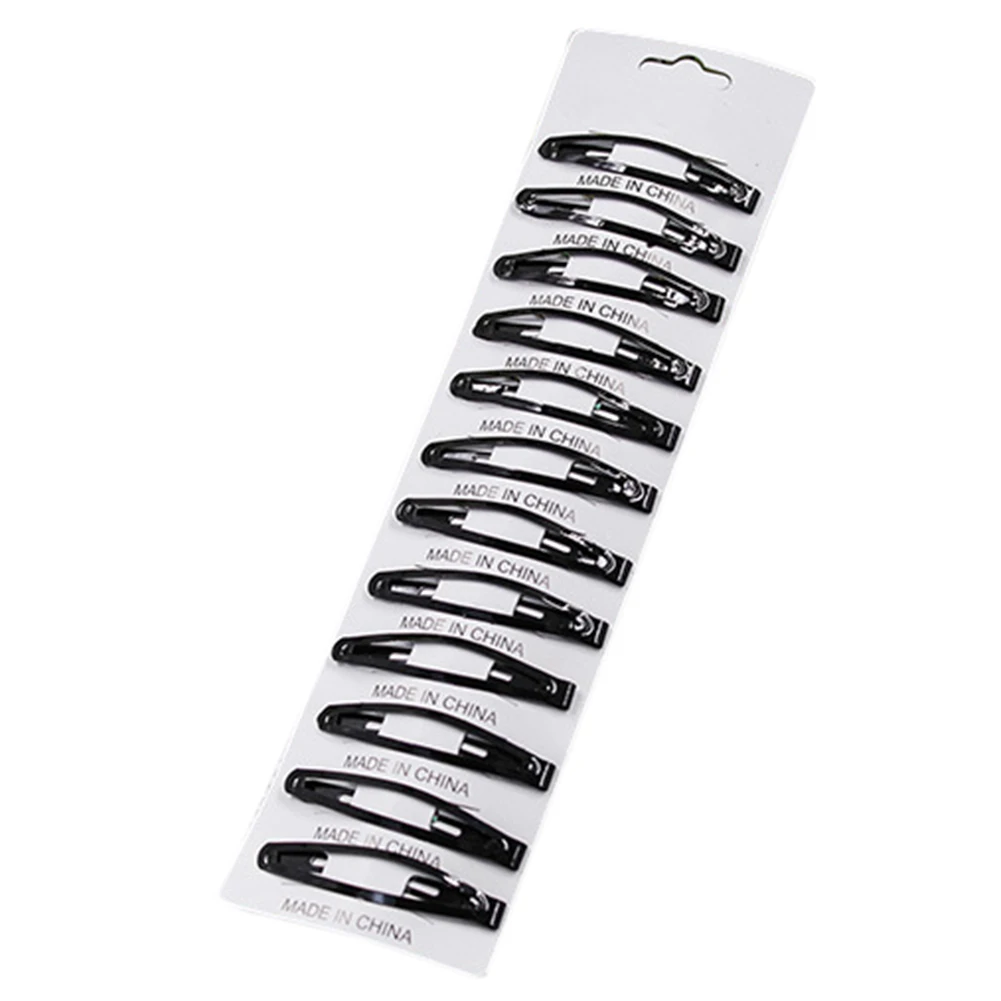 12Pc/Packs New Simple Black Hair Clips Girls Hairpins Classic 2018 Bb