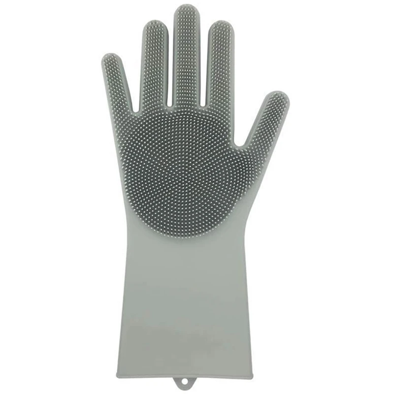 Многоразовые силиконовые перчатки со Скруббером для мытья(13,6 дюйма большой), термостойкие, для уборки, дома, мытья посуды, мытья t