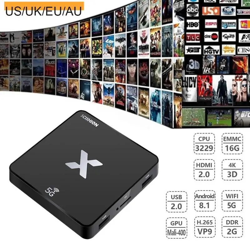 

Model X Android 8.1 Smart TV Rockchip 3229 Cortex-A7 Set-top Box 2G/16G RK3229 Dual-band WIFI Network Player