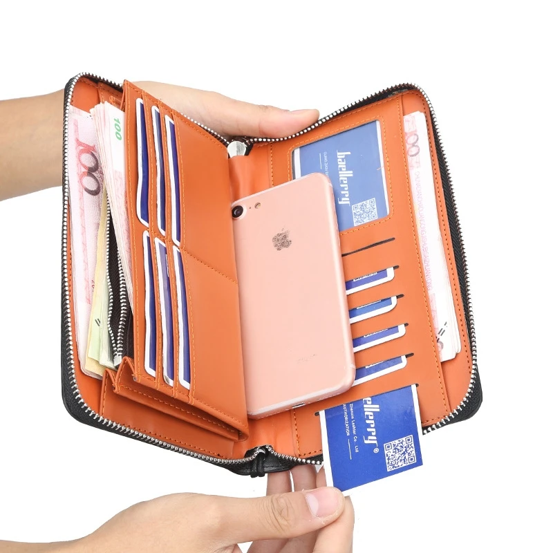 

Retro European And American Men's Clutch Bag Multi-Function Wallet Men's Long Zipper Clutch Bag Mobile Phone Bag