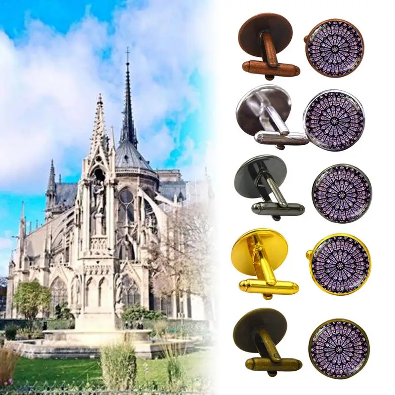 

Notre Dame Time Gem Cufflinks European Style Top Quality Men's Luxurious Cufflinks Wedding &Business French Fashion Cuff Links20