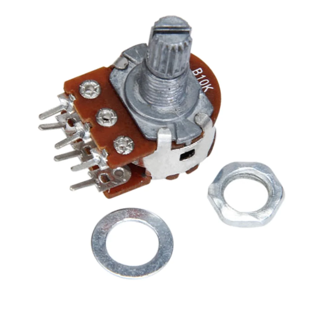 

1x B10K Dual Stereo Potentiometer Pot with 15mm Split Linear Shaft+Washer+Nut