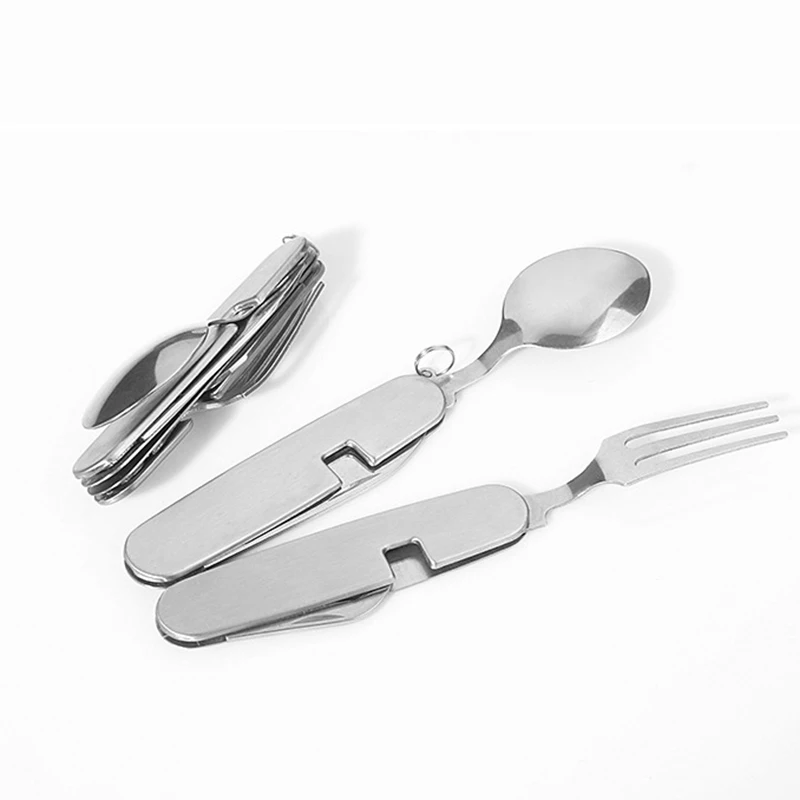 

3 in 1 Spoon Fork Knife Stainless Steel Folding Dinnerware Cutlery Outdoor Camping Picnic Tableware