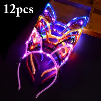 

12PCS Lovely Rabbit Ears Flash Hair Hoops Light Up LED Headbands Party Props 2019 New Arrive