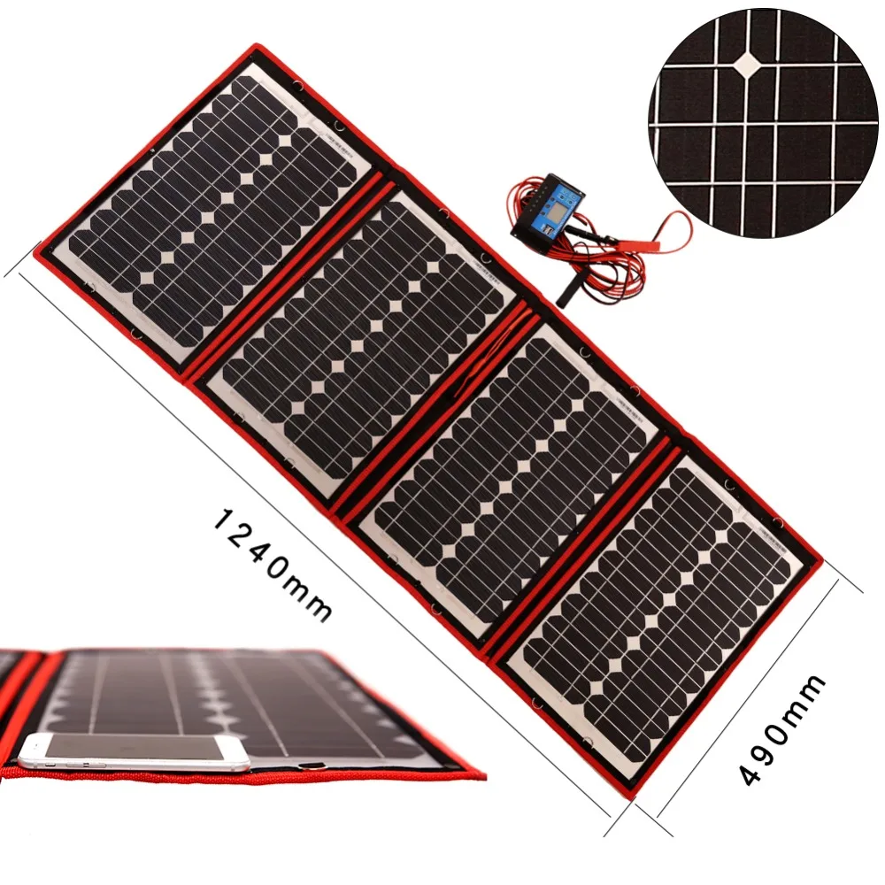 Dokio Flexible Solar Panels 60W 18V Foldable Solar Panel (15Wx4Pc) DC 12Volt battery 60Watt Panels Solar Kits China panel charge Dokio Flexible Solar Panels 60W 18V Foldable Solar Panel (15Wx4Pc) DC 12Volt battery 60Watt Panels Solar Kits China panel charge