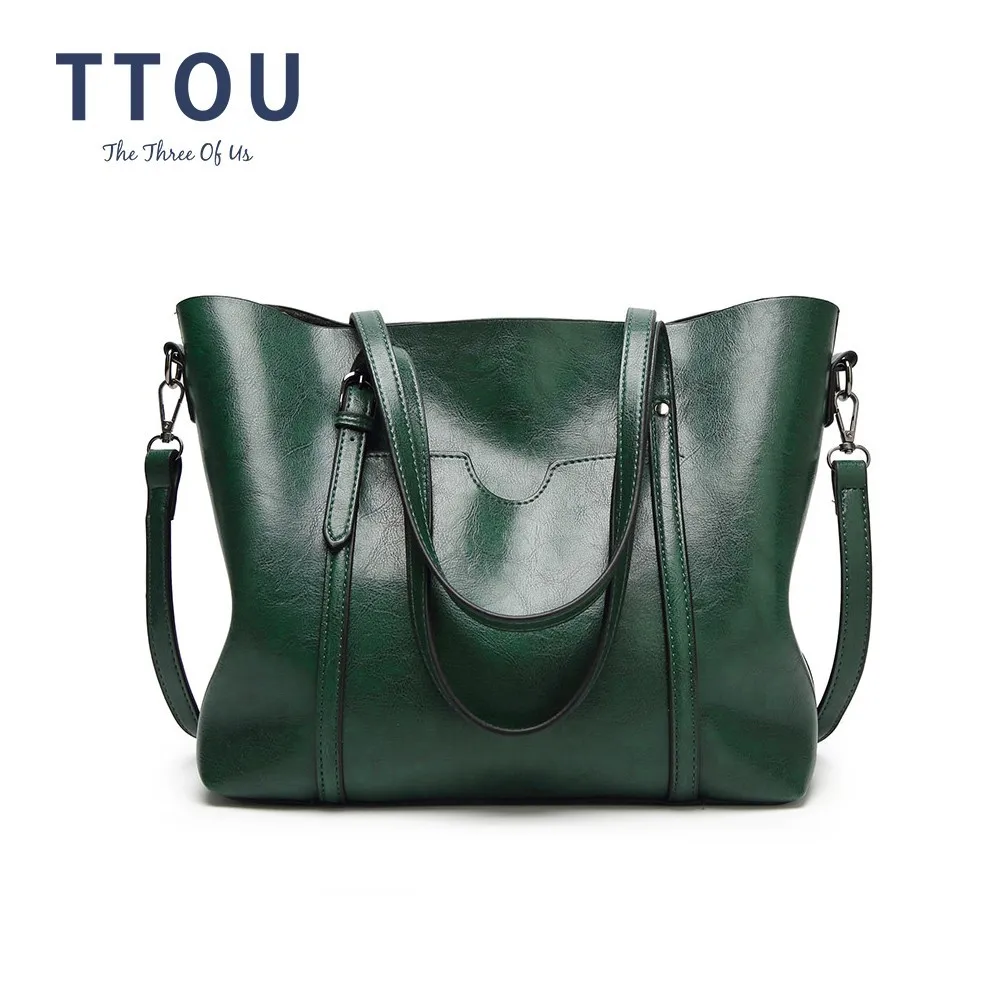 

TTOU Women Oil Pu Large Handbag Female Pu Shopping Bag Luxury Lady Shoulder Bag With Purse Tote Bag Bolsos Mujer