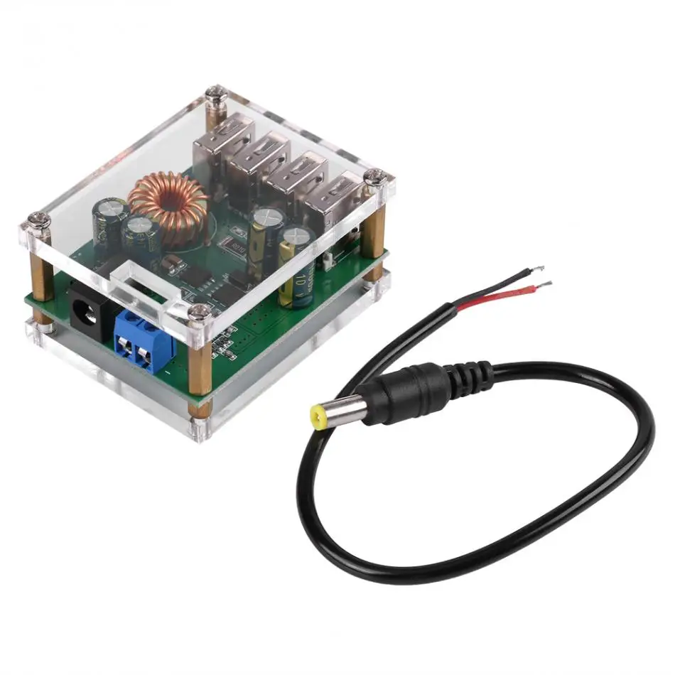 DC-DC 7-60V 5V 5A 4USB Выход конвертер для ступенчатого понижения Питание модуль+ чехол профессиональный инструмент