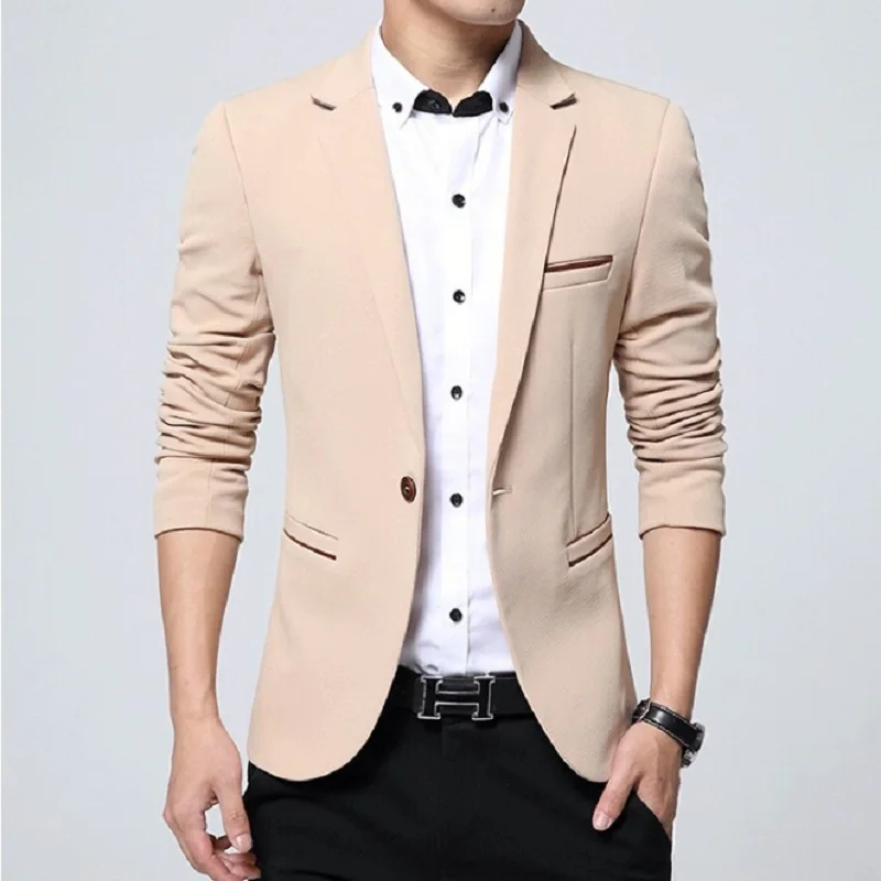 

Zollrfea New Spring Fashion Design Solid Men's Single Button Smart Casual Slim Jacket Male Suits Plus Size 4XL AD00116