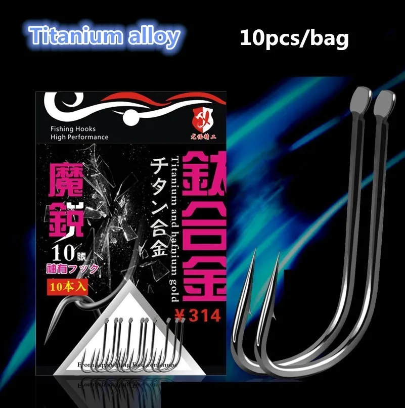 

Japan Titanium Alloy Barbed Fishing Hooks 10pcs Bagged 5 Bags Sea Needles Fishhooks Carp Fish Assist Hook Saltwater Tools Pesca