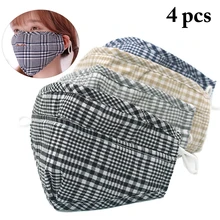 4 шт. маски для рта Дышащие Модные клетчатые ветрозащитные зимние теплые маски хлопковая маска для лица маска для верховой езды на открытом воздухе
