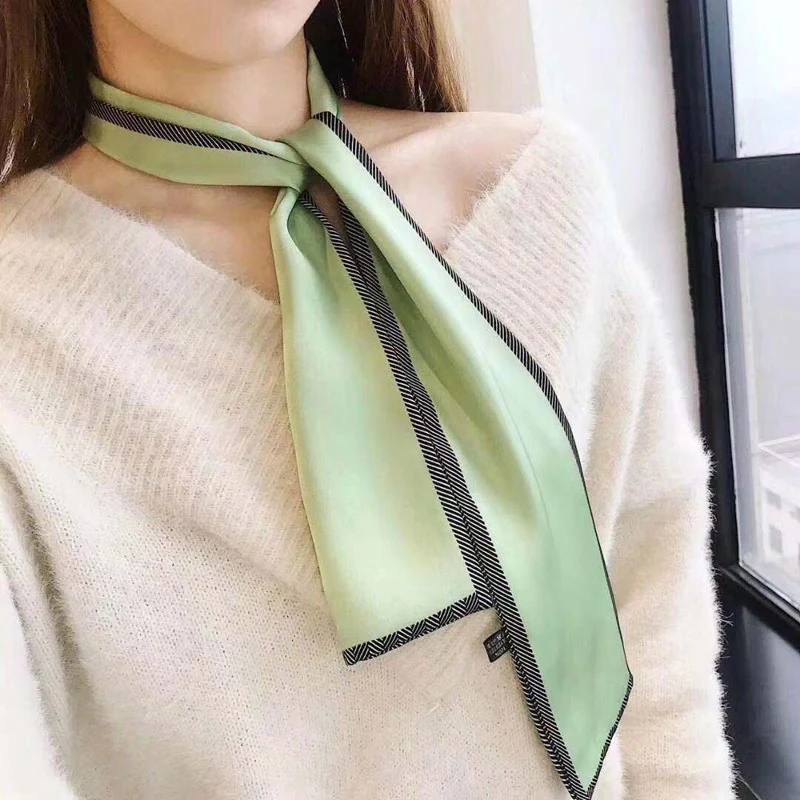 

New Design Skinny Scarf Constellation Print Women Silk Scarf Small Handle Bag Ribbons Female Head Scarves & Wraps For Ladies