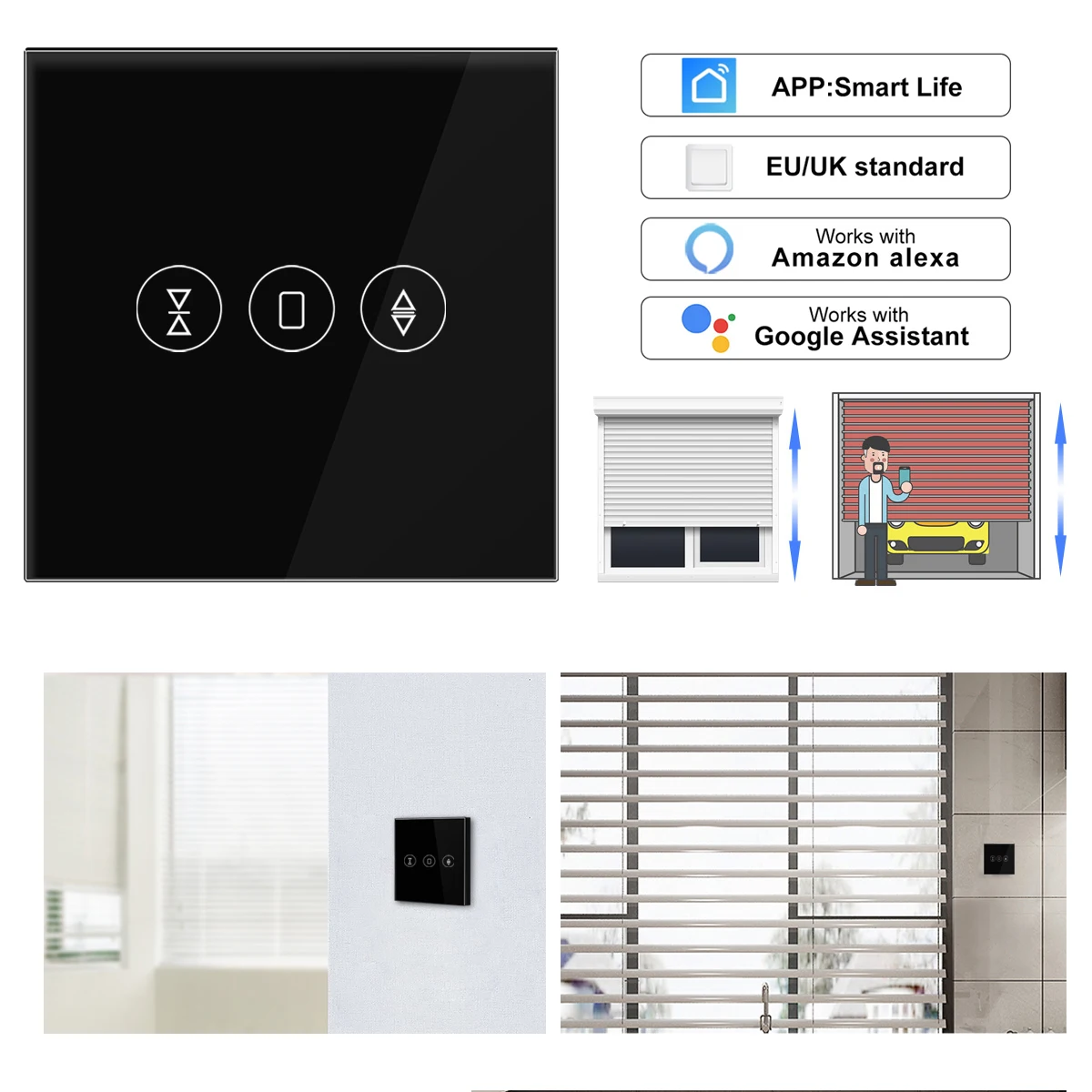 

Wireless Wall Switch Smart Mobile Control WiFi Curtain Switch Tuya APP Voice Control By Alexa Echo Work With Amazon Alexa Google