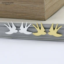 ISTAYINLOVE ювелирные изделия Золотой медный серебристого цвета Ласточка серьги-гвоздики в виде птицы для женщин Свадебная вечеринка подарок с фиксаторы для серег ZEN098