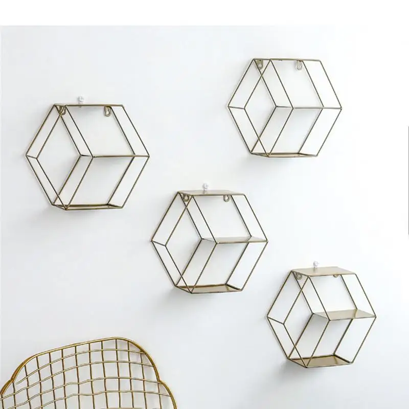 مسدس شنقا رف جدار المطاوع الحديد تخزين الرف منظمة المعيشة غرفة نوم DIY الجدار الديكور حامل ديكور المنزل