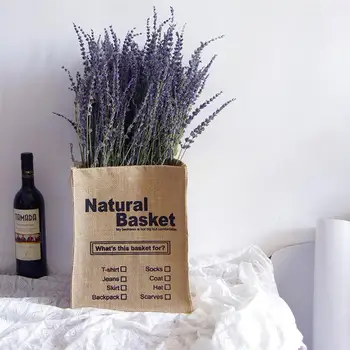 

Foldable Storage Box Jute Laundry Bag Clothing Storage Basket Sundries Organizer Household Supplies (NATURAL)