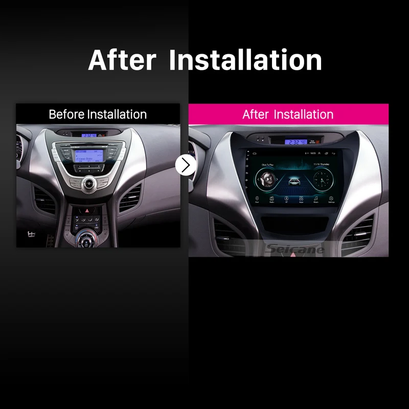  Seicane Ram 2GB Android 8.1 9 Inch Car Radio GPS Navi 2.5D For 2011 2012 2013 Hyundai Elantra Suppo