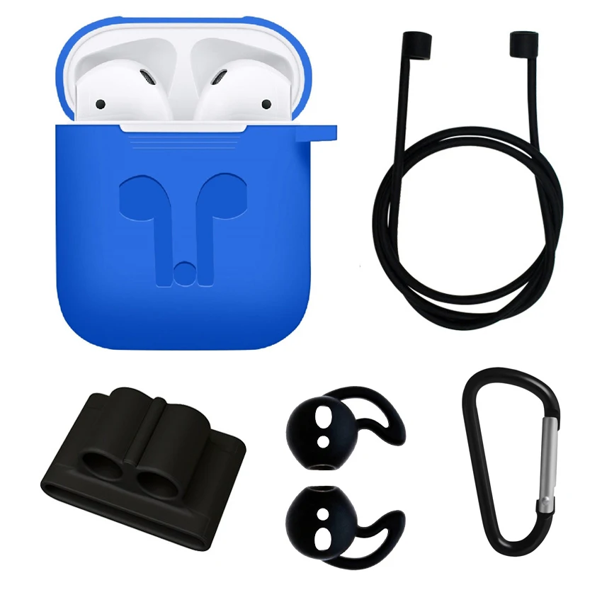 For Apple Airpods Accessories Silicone Cover Case+Anti Lost Strap+Ear