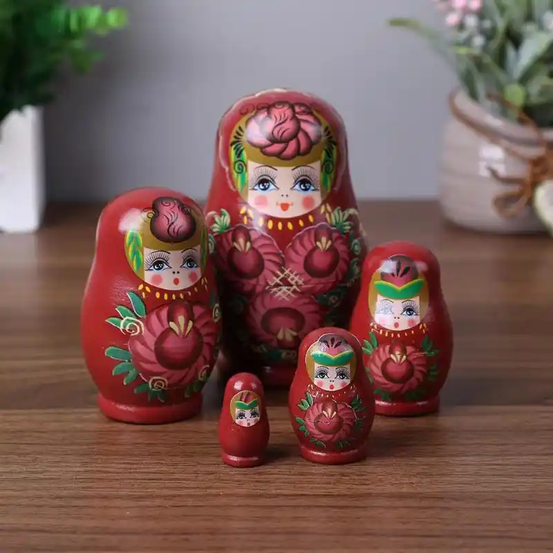 Skeleton Russia Nesting Doll Figurine Matryoshka Dolls,Easy to Open Kids Toy Valentine Gift Home Office Decor Multicolor QiancArolBD 5Pcs/Set Handmade Wooden Russian Nesting Dolls 