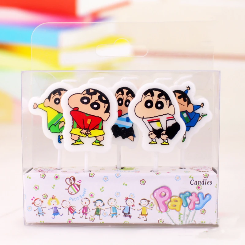 5 Pieces Ensemble Kawaii Crayon Shin Chan Anniversaire Bougie Enfant Cadeau Dessin Anime Artisanat Mignon Fete Fournitures Gateau Topper Bougies Aliexpress