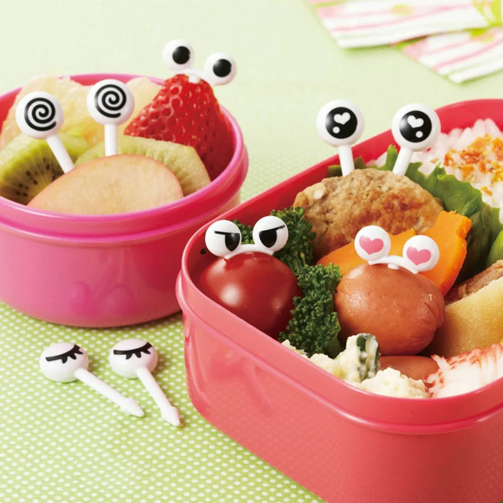 

50 Pcs Assorted Fruit Forks Reusable Cartoon Eyes Mini Cute Picks Fork for Bento Sandwich Appetizer