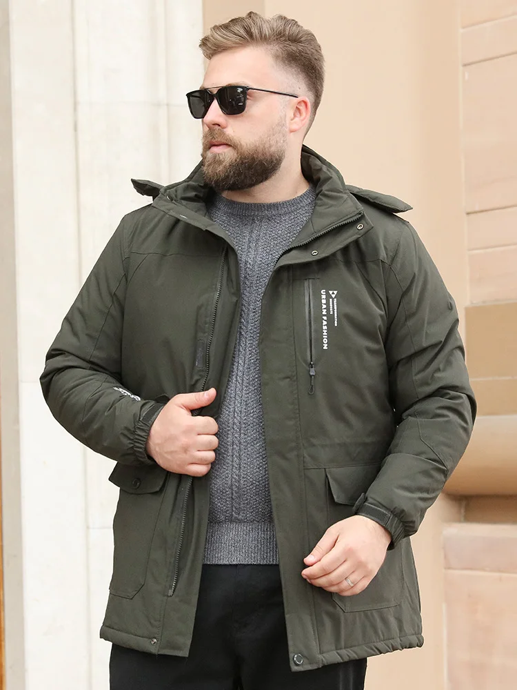 Плюс размер 8XL 7XL6XL Мужская зимняя теплая куртка с капюшоном тонкое повседневное пальто хлопковая стеганая куртка парка пальто с капюшоном толстое пальто