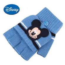 Дисней мальчики Микки мультфильма перчатка пять пальцев Половина палец Зима держать теплый ученик 5-12 лет
