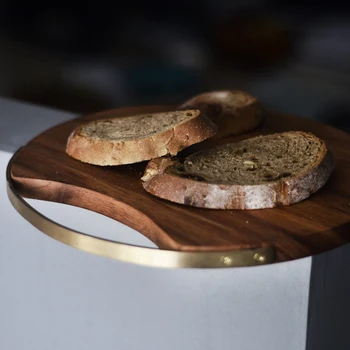 

Nordic wind creative metal handle Acacia pallet bread dessert cheese sushi plate retro wood chopping board food dish