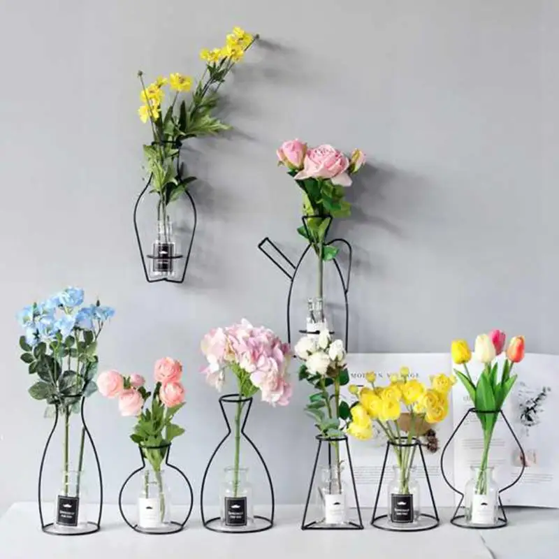Iron Flower Vase Rack Nordic Simple Abstract Dried Flower Vase Racks