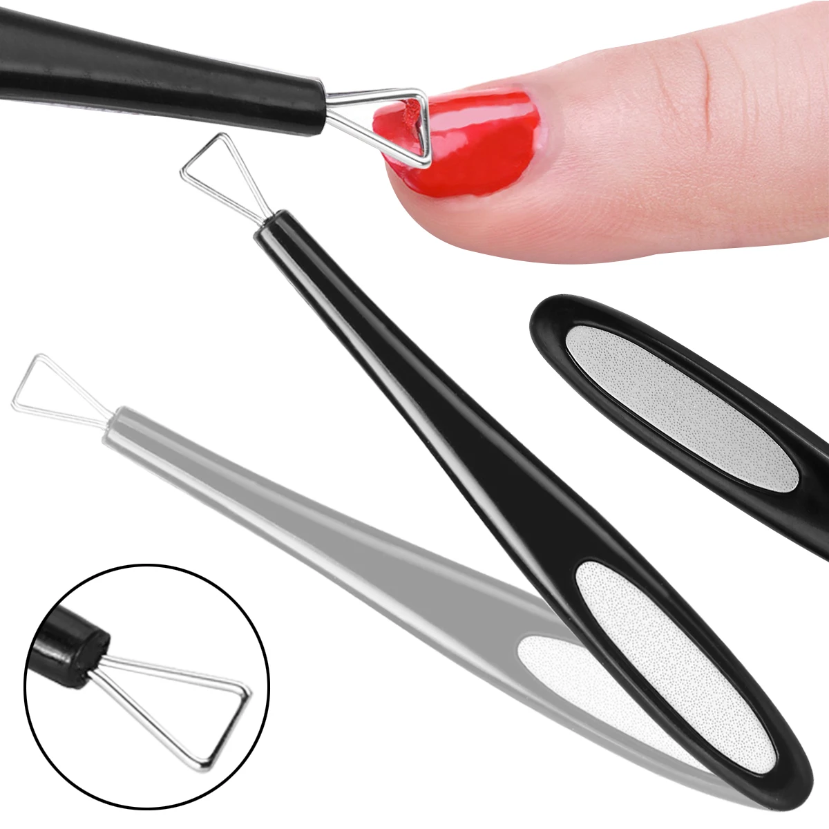 

Shellhard 2in1 Stainless Steel Double Headed Nail File Nail Art Polish Remover Stick Rod Sanding File Pedicure Manicure Tool