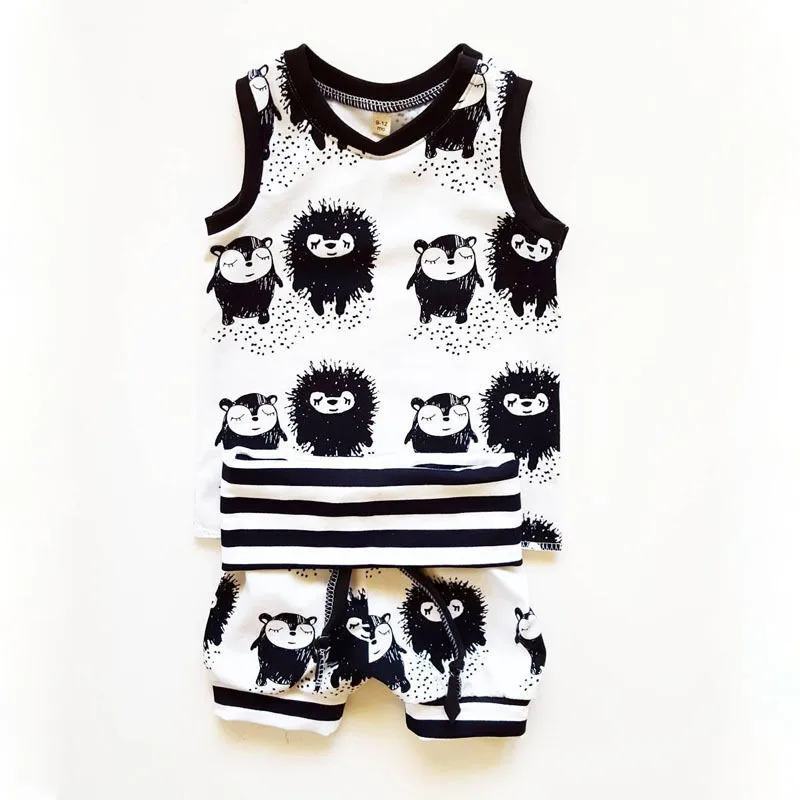 

Fashion Newborn Baby Girl Boy Clothes Vest Tops T-shirt+Shorts 2pcs Outfits Set Summer Children Clothing 0-24M