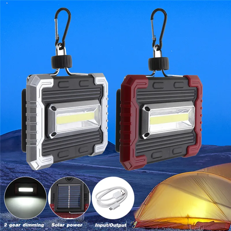 

Portable Solar/USB Power LED COB Work Light, Outdoor Waterproof Flood Light Spot Lamp for Camping Hiking Car Repairing