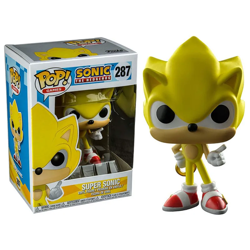 FUNKO POP SUPER SONIC виниловые куклы#283 Соник с кольцом/изумруд тень Коллекционная модель Фигурка Игрушки для подарка на день рождения