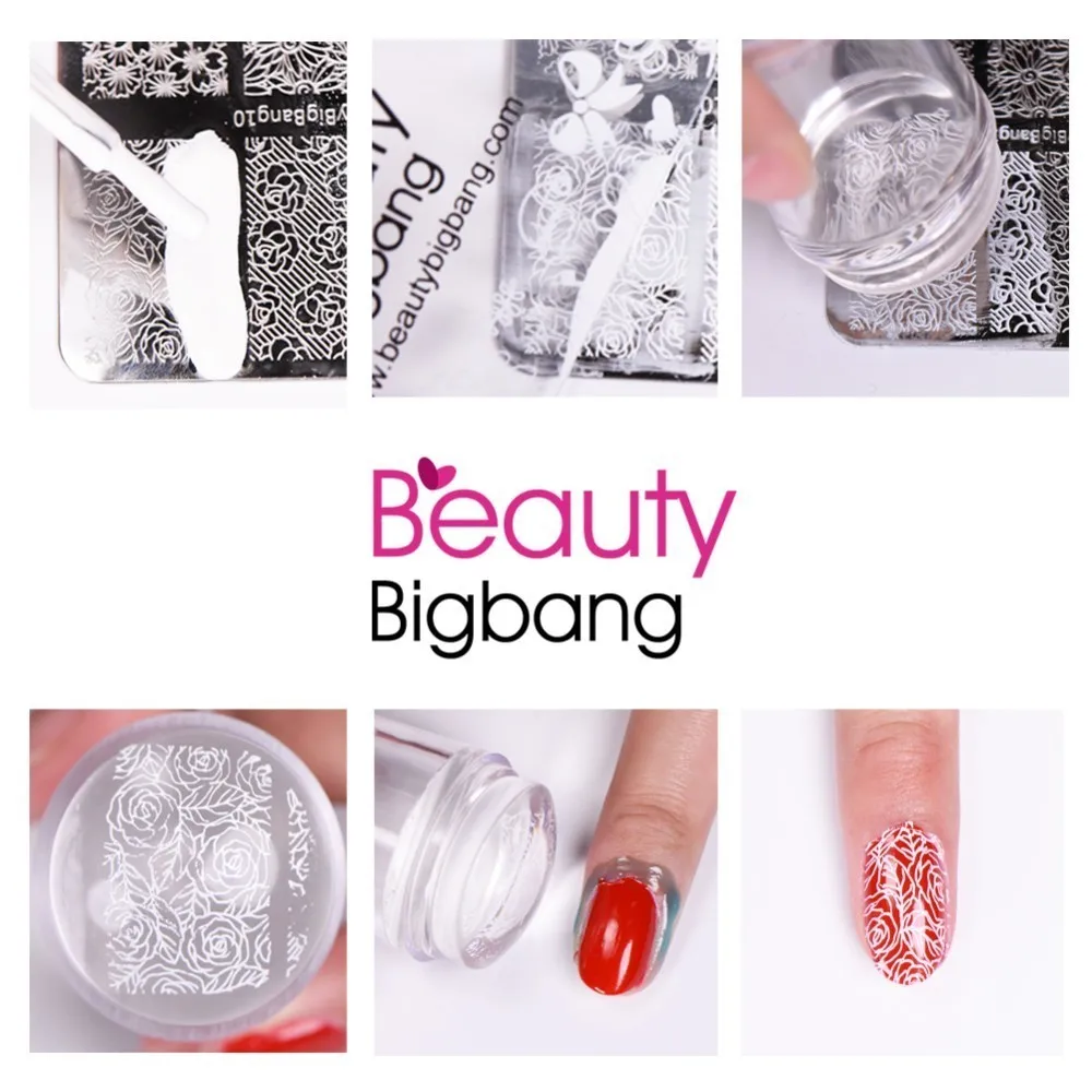 BeautyBigBang 1 комплект пластиковый силикон двойная головка штамп для ногтей + скребок