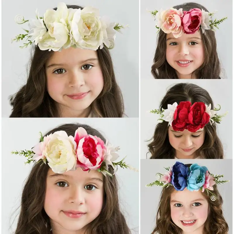 

Girls Headwear Baby Simulation Flower Headband Floral Garland Headdress Head Wreath Wedding Headpiece Girls Hair Accessories