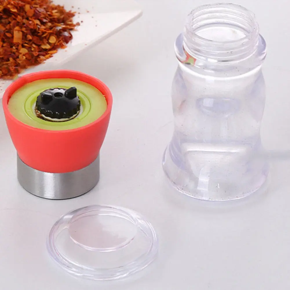 1Pcs Pepper Salt Grinder Set Mill Brushed Stainless Steel Kitchen Glass Bottle Mills Manual Pepper Grinder