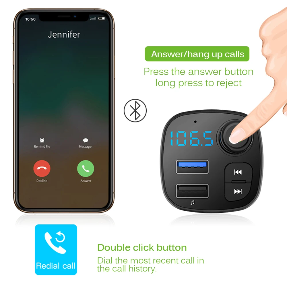 Bluetooth беспроводной Автомобильный Mp3 плеер Handsfree Car Kit fm передатчик A2DP 5V 3.1A USB